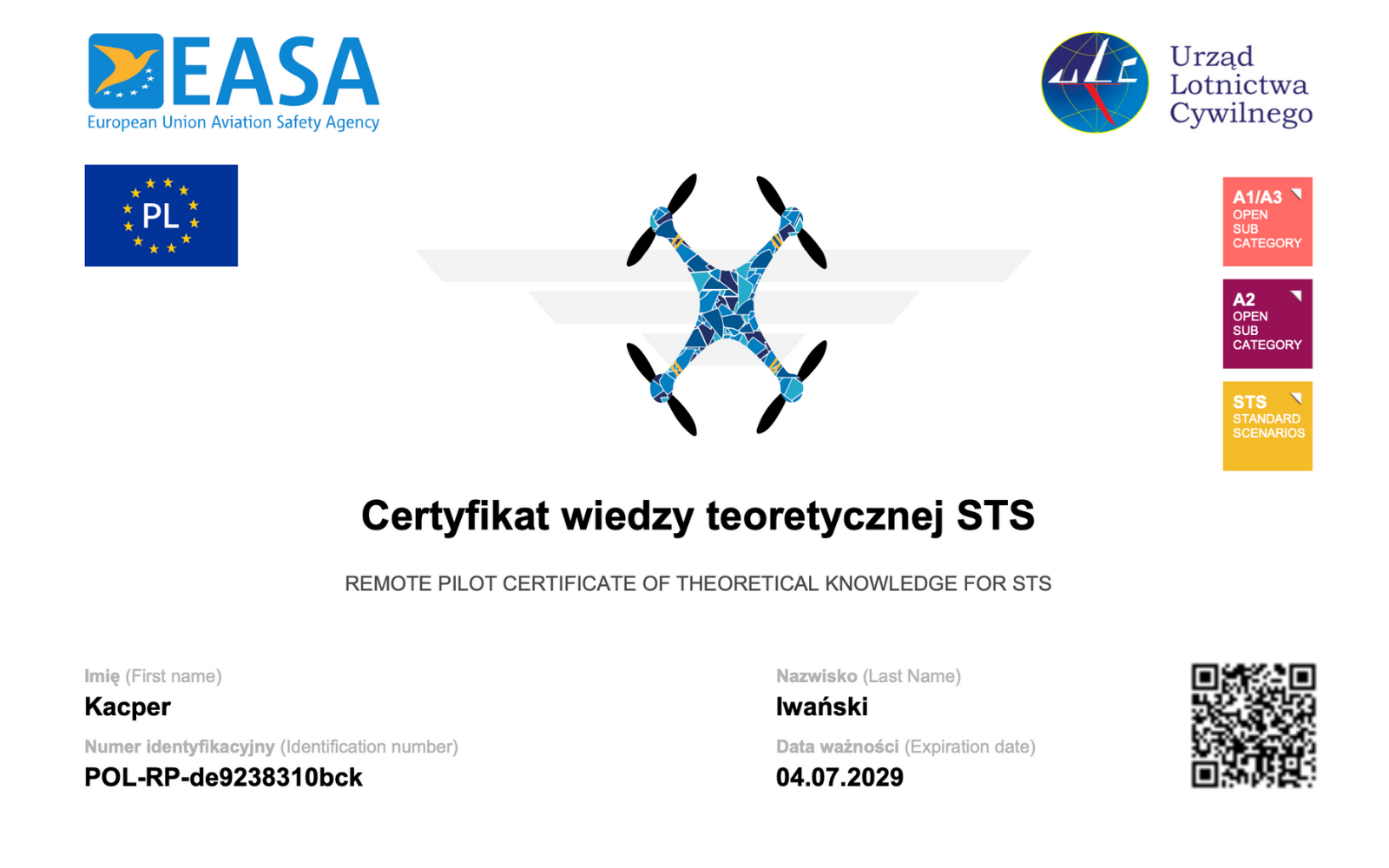 Certyfikat pilota drona 1